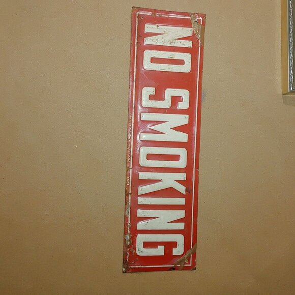 Vintage No Smoking Metal Sign Lansing B Warner Inc Chicago Red  White Decor - Picture 14 of 16